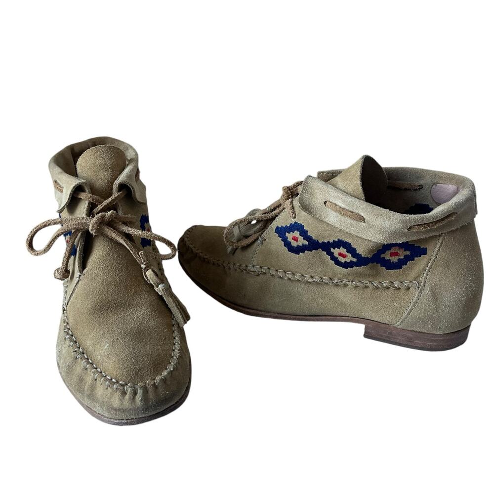 Soludos Suede Chukka Womens Boots Sz 7 Boho Southwestern Embroidered  Festival